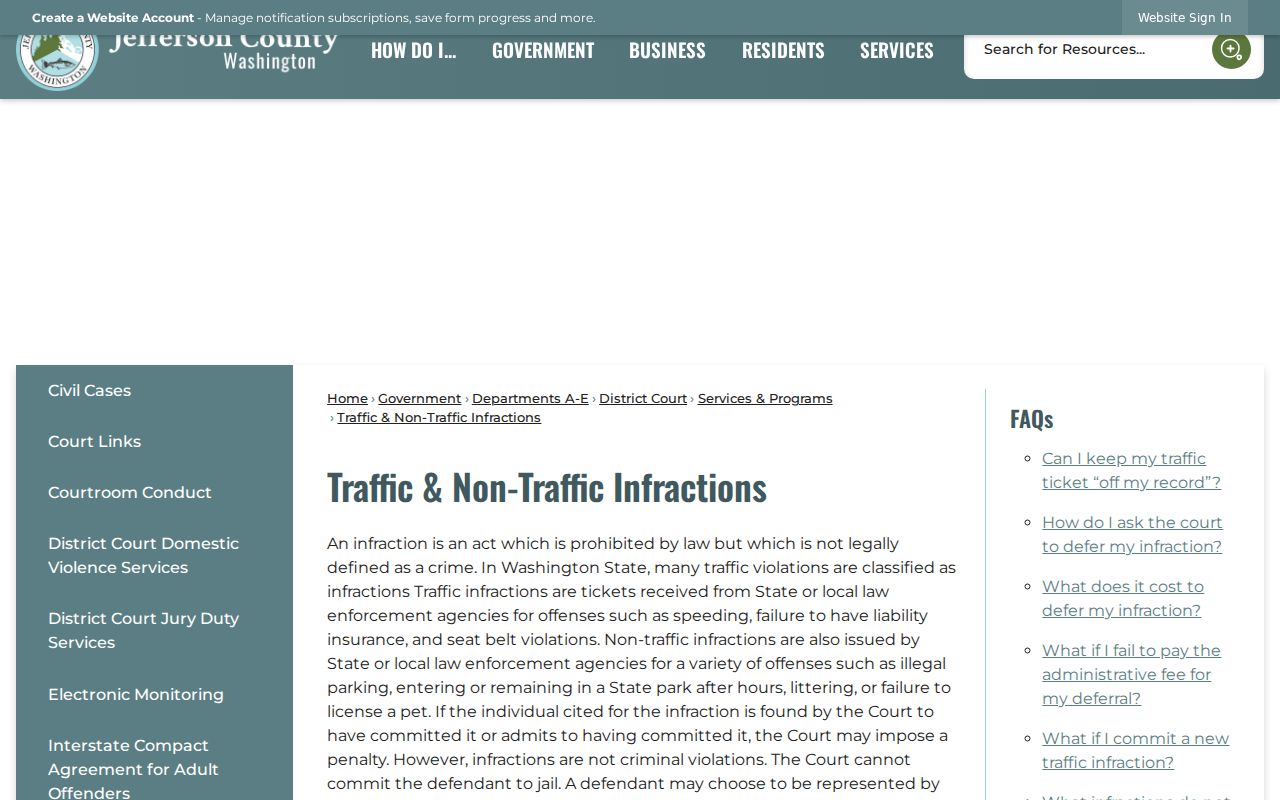 Jefferson County traffic court records and infraction response overview
