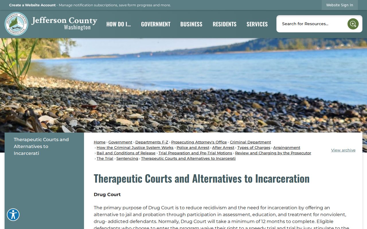Jefferson County criminal docket therapeutic courts page