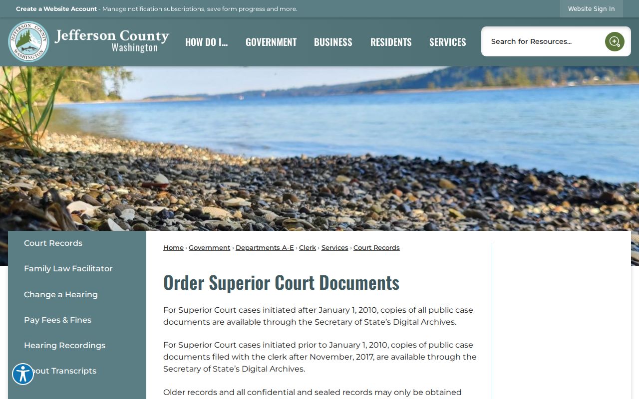 Jefferson County court records access split on the county records page